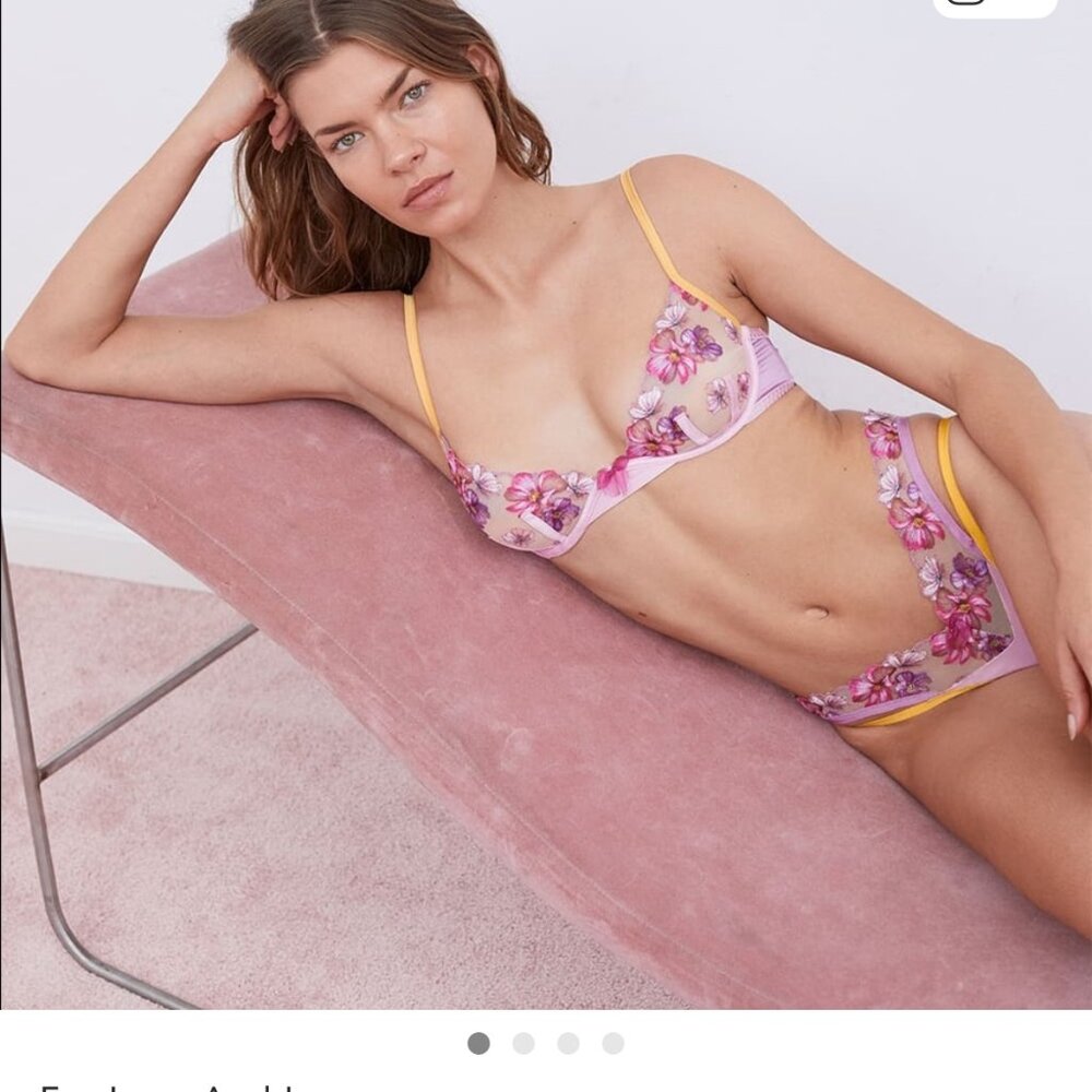 new FOR LOVE AND LEMONS falling floral bra panty set - Picture 2 of 4